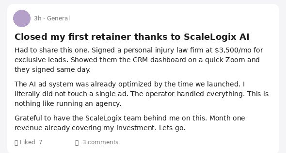 Closed my first retainer thanks to ScaleLogix