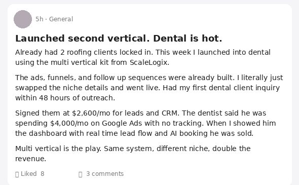 Launched second vertical &mdash; dental is hot
