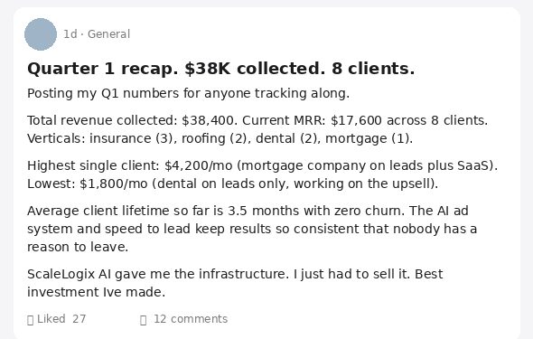Quarter 1 recap &mdash; $38K collected, 8 clients